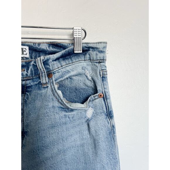 Daze Denim Jeans Sz 27 Straight Tough Love Stretch High Rise Distressed Hem - Picture 7 of 10